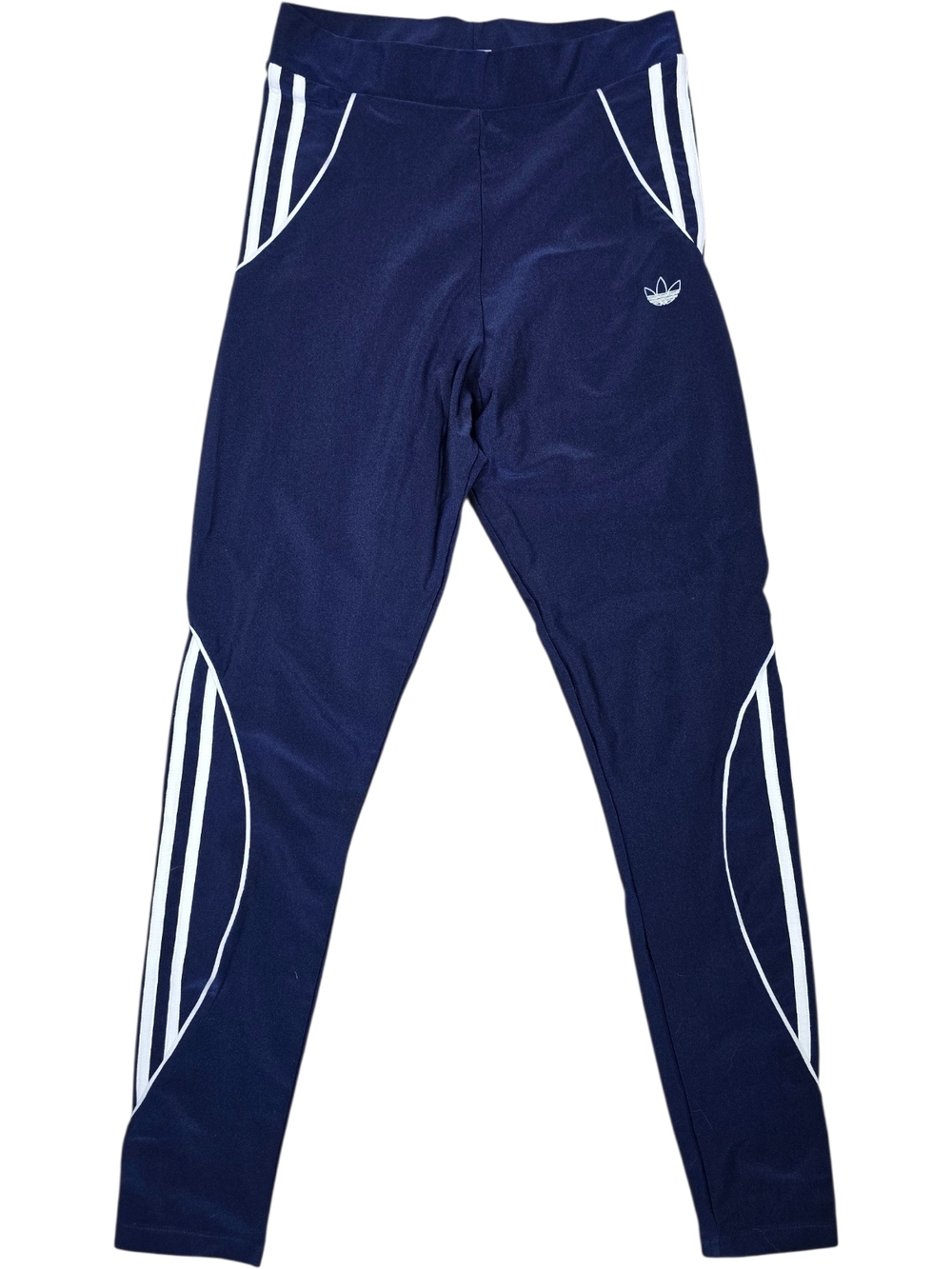 Adidas Navy Blue Trefoil Track Leggings with White Stripes